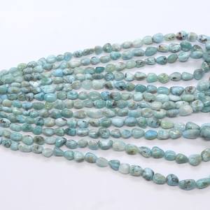 Perles de Larimar naturel AAA, lisses et irrégulières, 6-7 mm, pierres précieuses bleues, perles lisses polies, brin de 16 pouces pour la création de bijoux - Product Image 3
