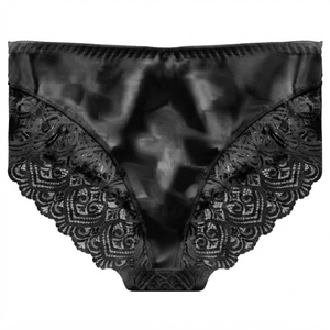 Culottes taille moyenne oversize pour femmes, couleur unie, bordure en dentelle, sexy, sans couture, en tricot, spandex, polyester, respirantes - Product Image 5