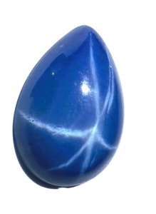 Zafiro Azul Estrella Pera 10x14 mm 6.5 Quilates, Cabujón Pulido Creado en Laboratorio con Efecto Estrella de 6 Rayos, 4.5 mm de Altura para Fabricación de Joyas - Product Image 2