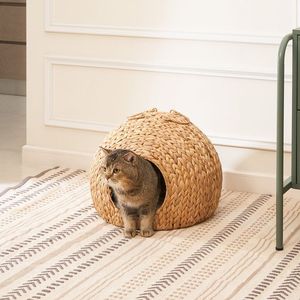 Water Hyacinth Pet <b>House</b> - Classic Natural Cat Cave <b>Bed</b> with Soft Cushion from Vietnam - Product Image 1