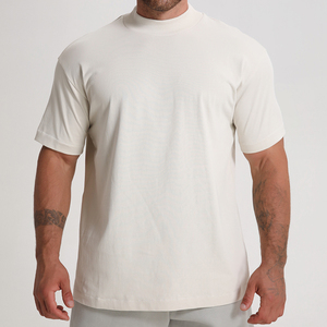 เสื้อยืดหนา 280GSM ผู้ชาย ผ้าฝ้าย 100% เสื้อยืดโอเวอร์ไซส์ ปักโลโก้ตามสั่ง เสื้อยืดทรงไหล่ตก - Product Image 4