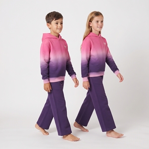 Conjunto Deportivo Sublimado de Dos Tonos para Niños, Sudadera con Capucha y Pantalones Anchos, Ropa Deportiva Personalizada para Niños y Niñas, Conjuntos de Ropa Deportiva al por Mayor - Product Image 4