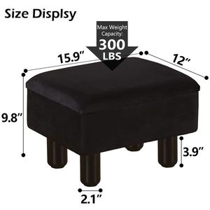 Modern Accent Linen Footrest Storage Ottoman Solid Wood Legs <b>Step</b> <b>Stool</b> Seat for Couch & Living Room - Product Image 2