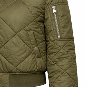 เสื้อแจ็คเก็ตบอมเบอร์แฟชั่นสำหรับผู้หญิง แบบซิป แต่งขอบยางยืด บุฉนวนกันหนาว สำหรับผู้หญิง สั่งซื้อจำนวนมากจากโรงงานโดยตรง คุณภาพส่งออก - Product Image 3