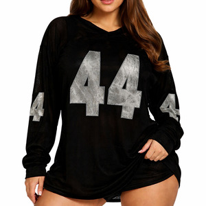 Camiseta Deportiva de Fútbol Americano para Mujer, Negra, de Malla, Talla Grande, Manga Larga, con Gráfico 44, Transpirable, Personalizable con Logotipo OEM - Product Image 1