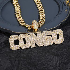 Colgante de Plata 925 con Diamante Moissanita y Baño de Rodio Estilo Hip Hop con Letra, Joyería para Hombre Alex Para - Product Image 1
