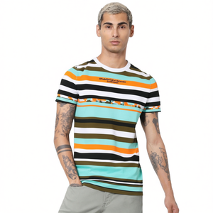 Wholesale Export Oriented <b>Men</b> Tshirt Customizable Printed Casual <b>Striped</b> O-neck Short Sleeve Slim Fit <b>T</b> <b>Shirt</b> XS 3XL Made - Product Image 3