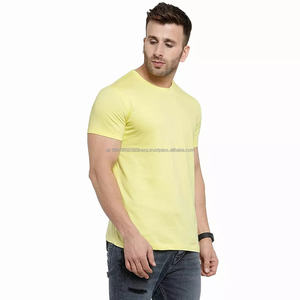 Camiseta de algodón amarillo pálido para hombre y mujer, logotipo personalizado, manga corta, lisa, informal, proveedor mayorista - Product Image 3