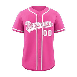 Camiseta de Béisbol Rosa Personalizada, 100% Algodón, Uniforme de Equipo, Camisa Deportiva con Botones, Logotipo OEM, Ropa Deportiva Transpirable al por Mayor - Product Image 1