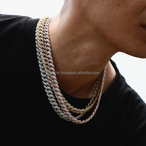 S925 Sterling Silver Yellow Gold Rhodium Plated Bezel Setting <b>Rope</b> <b>Chain</b> 6mm-18mm Zircon Iced Necklace for Gift - Product Image 4