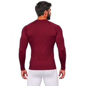 Unisex Maroon Long Sleeve <b>Compression</b> <b>Shirt</b> Eco-Friendly Anti-Bacterial Anti-UV Quick Dry Breathable Stretchable Activewear - Product Image 2