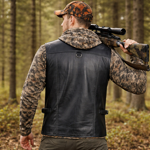 Chaleco de Caza y Pesca para Hombre en Cuero Vacuno Premium |   Chaleco Transpirable de Verano con Múltiples Bolsillos |   Chaleco de Ciclismo y Pesca - Product Image 2