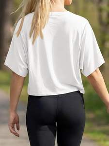 Camisetas Deportivas Extra Grandes de Algodón 100% Ecológico para Mujer, Camisetas de Manga Corta con Cuello Redondo, Informales, Holgadas, para Gimnasio, Correr, Atletismo - Product Image 5