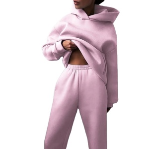 Femmes grande taille automne/hiver survêtement décontracté 2 pièces ensemble solide chaud pull sweats pantalons de survêtement respirant pantalon à capuche - Product Image 3