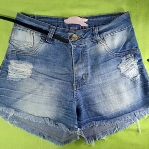 Shorts en jean décontractés vintage taille haute à franges pour femme, coupe skinny rose, tendance été, pour filles stylées - Product Image 1