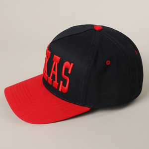 Texas Embroidered 6-Panel Snapback <b>Cap</b> Black Red Contrast Unisex Adjustable Twill Baseball Hat Casual Streetwear Style - Product Image 3