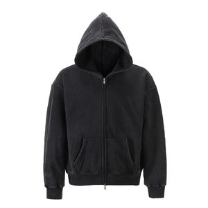 Sweats à capuche zippés surdimensionnés vintage avec logo personnalisé imprimé, en coton lourd 100 % coton, 400 GSM, pour streetwear - Product Image 1