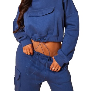 Haute qualité Logo personnalisé polaire Jogging costume à capuche femmes décontracté survêtements recadrée hauts courts unisexe 6XL hiver 2026 - Product Image 4