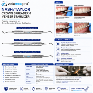 Removedor de Coronas Dentales Goldstein, Acero Inoxidable, Recto y Angulado, Instrumento de Extracción de Coronas en Ángulo Recto, OEM Zetomed Pro - Product Image 2