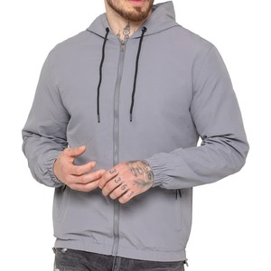 Men <b>Lightweight</b> Hooded Tracksuit Solid Gray Full Zip Casual Pants Set Side Pockets Spring Outdoor Wear For Men - Product Image 6