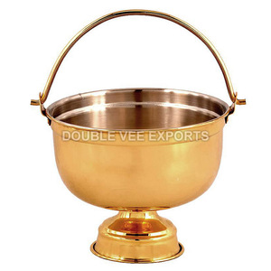 <b>Small</b> Holy Water <b>Bucket</b> | Brass Liturgical Water Vessel with Handle – DOUBLE VEE EXPORTS - Product Image 2