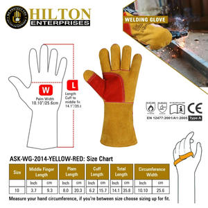 Gants de travail robustes manchette de sécurité en cuir de vachette renforcé paume et pouce gants de soudage en cuir gants résistants à la chaleur - Product Image 5