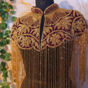 Luxury Glass <b>Beaded</b> Fringe by the Foot, Silver-Lined Golden <b>Trim</b> Fringe - Product Image 1