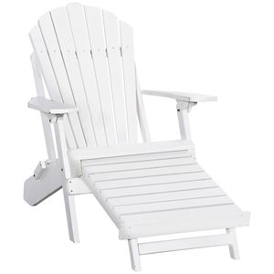 Sedia Adirondack Ergonomica con Poggiapiedi Estraibile, Sdraio in Legno Bianco per Patio e Bordo Piscina - Product Image 1