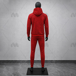 Conjunto de Sudadera con Capucha Roja para Hombre, Cierre de Cremallera, Corte Regular, Tejido de Poliéster, Estilo Deportivo, Ropa de Otoño - Product Image 6