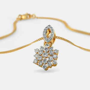 Yellow Gold Floral Lab Grown Diamond Cluster Pendant Necklace - Product Image 4