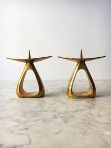Wholesale Price Brutalist Brass Triple Candle Holder Mid Century Modern <b>Candelabra</b> Table Decor Accent Piece For Home - Product Image 5