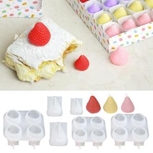 Fruit Strawberry Chocolate Four Aromatherapy Candle Strawberry Gypsum Epoxy Resin Candle <b>Silicone</b> Mold - Product Image 1