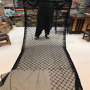 Nouvelle collection de saris noirs en soie de coton doux avec manches complètes vêtements de mariage pour femmes filles vêtements indiens et pakistanais - Product Image 3