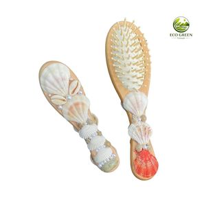 Eco Green Vietnam Handmade Seashell Hair Comb & Brush with Flowers Pearls Vintage Printing-Beach Style Wedding <b>Gift</b> (10cm/16cm) - Product Image 1