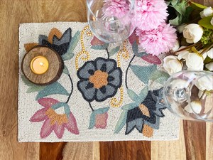 Handmade Elegant Beaded Embroidered <b>Placemats</b> Luxury Decorative Table Accessories for Dining Room Party and Special Events - Product Image 1