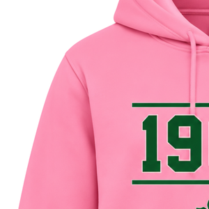Sudadera con Capucha Rosa de Moda para Mujer con Diseño de Hoja de Hiedra Bordada, Corte Holgado, Forro Polar Cálido, Sudadera de Sororidad - Product Image 3