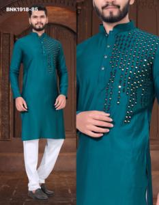 Best Quality Premium Viscose with One-Side Mirror-work Full-Sleeve Long <b>Kurta</b>-Semi Cotton Payjama Collection Supplier from India - Product Image 6