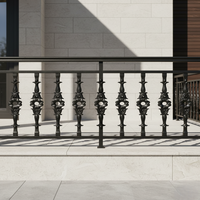 Balustres modernes gris en fonte sans cadre, robustes, finition super sablée et polie, résistants à la rouille, pour balcon - Vente en gros
