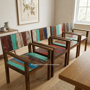 Handcrafted Rustic Sofa Knockdown Reclaimed Boat Wood Eco-Friendly Original Color Indoor Outdoor Apartment Entry Hotel Villa - Product Image 5