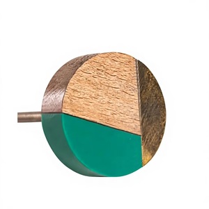 Bouton de meuble rond en bois avec incrustation en résine verte, poignée de meuble moderne et écologique réglable pour tiroir de cuisine - Product Image 3