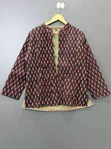 Chaqueta Acolchada de Algodón Estampada a Mano Multicolor, Chaqueta Corta de Patchwork para Mujer, Abrigo de Invierno Hecho a Mano, Chaqueta de Estilo Bohemio - Product Image 3