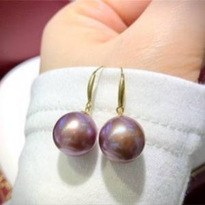 New 11-12 Natural Tahitian Peacock Green <b>Pearl</b> <b>Earrings</b> 925 Pure Silver Precision Inlaid Basic Flawless Round - Product Image 2