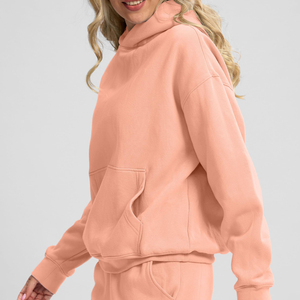 High Quality Heavyweight Breathable Plain Dyed Pullover <b>Hoodie</b> Cotton Made Oversized Women's Drop Shoulder Hoodies - Product Image 4