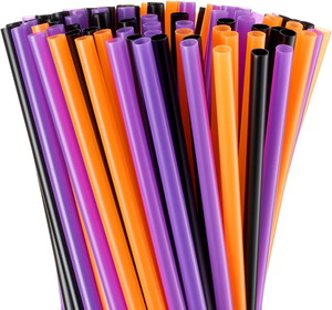 Pajitas Reutilizables de Plástico Duro para Halloween, Pajitas de Color Naranja, Morado y Negro para Bebidas, Smoothies, Cócteles, Hogar y Restaurantes - Product Image 1