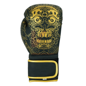Guantes de boxeo de cuero sintético premium con muñequera larga y acolchado absorbente de impactos para entrenamiento profesional y de principiantes. - Product Image 6