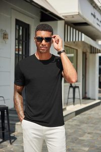 Camiseta de Algodón de Alta Calidad para Hombre, Venta al por Mayor, Estilo Casual Elegante, Manga Corta, Cuello Redondo, Suave, Transpirable, de Secado Rápido, Ecológica, Corte Ajustado - Product Image 3