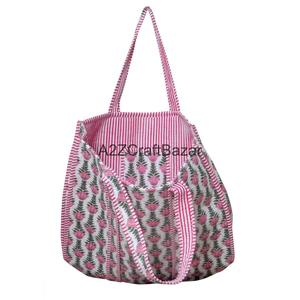 Bolsa de Mano Acolchada 100% Algodón con Estampado Floral de Aves, Gran Capacidad, Reutilizable, Ecológica, para Compras, Viajes, Uso Diario, Bolsa de Hombro - Product Image 3