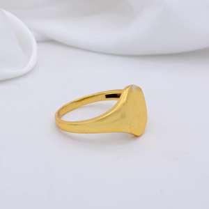Anillo Minimalista de Latón con Baño de Oro de 18k, Anillo Ovalado Liso para el Dedo Anular, Anillo al por Mayor para Hombre - Product Image 4