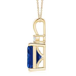 14K <b>Gold</b> 9*7MM Emerald-Cut IGI Certified 2.25Ctw Green Emerald Solitaire <b>Pendant</b> with 0.07Ct Round Diamond Handmade Fine Jewelry - Product Image 2