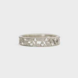 Bague de mariage vintage florale en diamant de laboratoire, vente en gros, or massif 14 carats, 0,12 carats, bague d'éternité empilable, prix d'usine du fabricant - Product Image 5